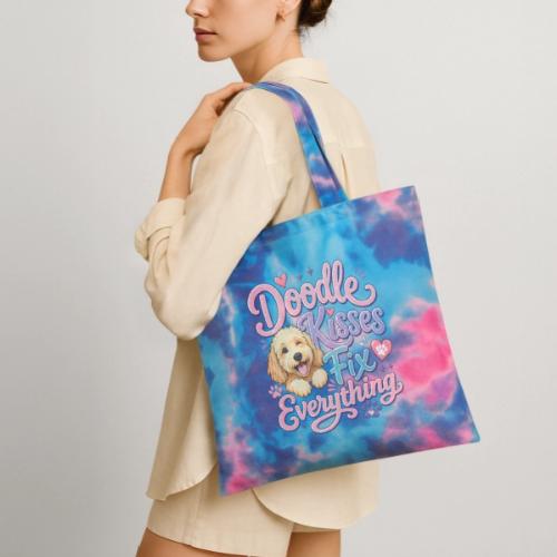 Doodle Kisses Fix Everything Dog Lover Gift - Tie Dye Tote Bag