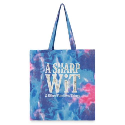 A Sharp Wit & Other Pointless Things - Knife Pun - Tie Dye Tote Bag