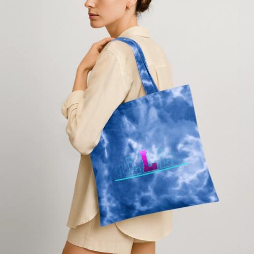Letter L – Capital Varsity Alphabet Monogram - Tie Dye Tote Bag