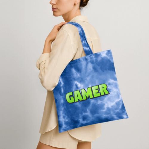 Gamer Neon Green Gaming Logo Design - Tie Dye Tote Bag