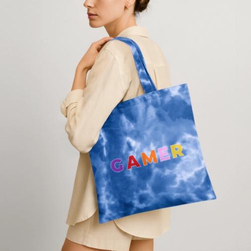 Multicolor GAMER Typography Design - Tie Dye Tote Bag