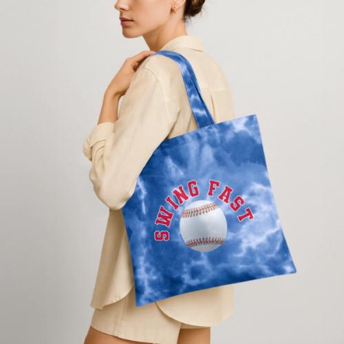 Baseball: Swing Fast Energy - Tie Dye Tote Bag
