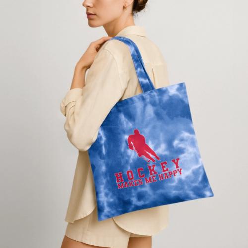 Hockey makes me happy - Tie Dye Tote Bag