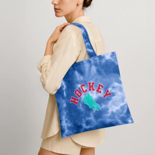 Hockey Player Silhouette - Tie Dye Tote Bag