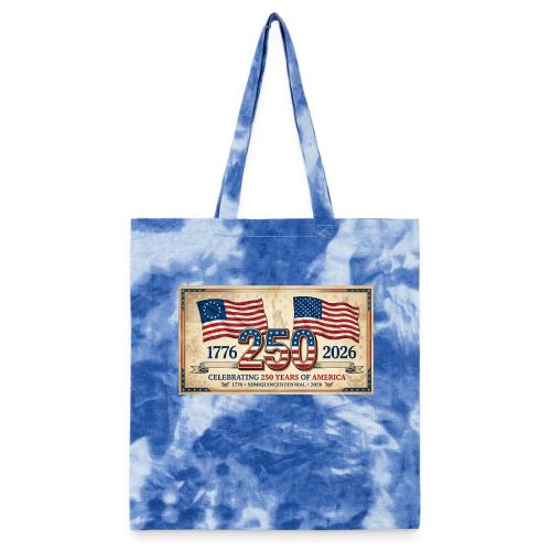 USA 250th Anniversary Flags Emblem - Tie Dye Tote Bag