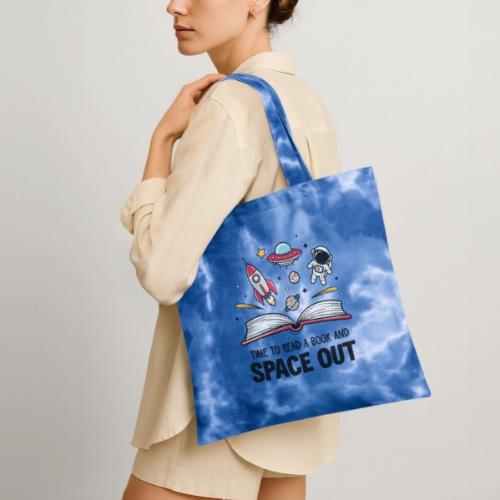 Time to Read a Book and Space Out - Tie Dye Tote Bag