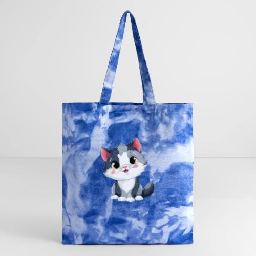 Sweet Sitting Kitten Cartoon Smiling - Tie Dye Tote Bag