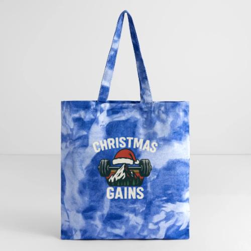 Christmas Gains – Santa Barbell Power - Tie Dye Tote Bag