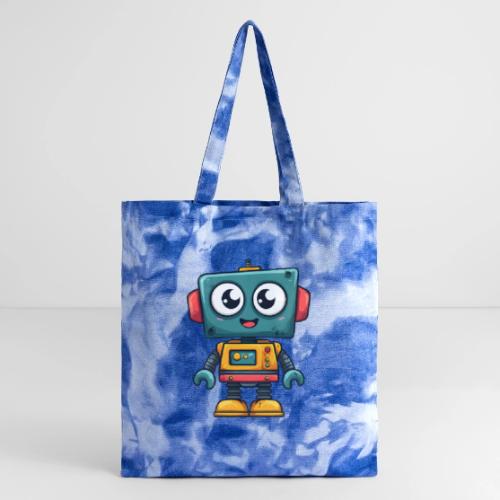 Cute Cartoon Robot Standing with a Smile - Tie Dye Tote Bag