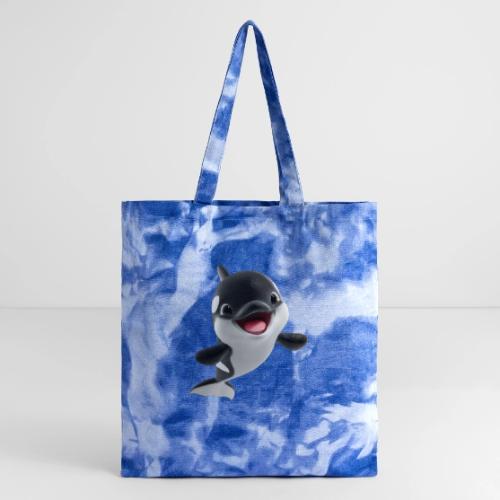 Smiling Cartoon Baby Orca - Tie Dye Tote Bag