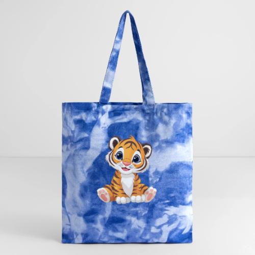 Adorable Cartoon Tiger Cub with Innocent Eyes - Tie Dye Tote Bag