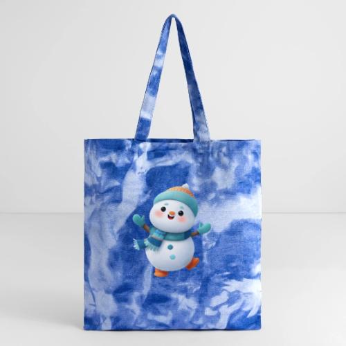 Joyful Cartoon Snowman Arms Up - Tie Dye Tote Bag