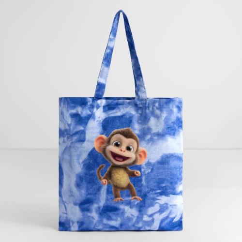 Happy Baby Monkey Standing - Tie Dye Tote Bag
