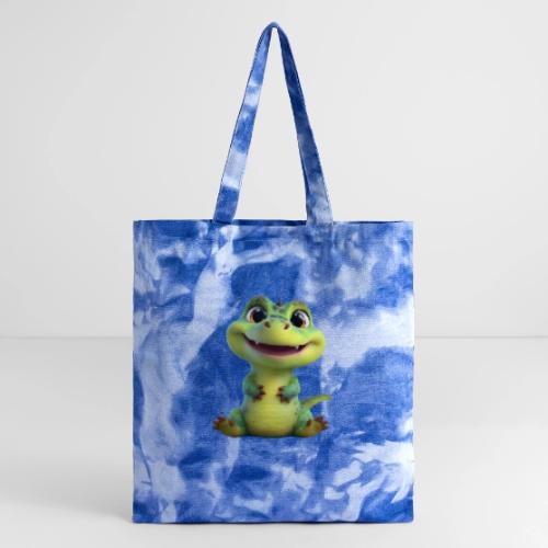 Playful Cartoon Baby Alligator - Tie Dye Tote Bag