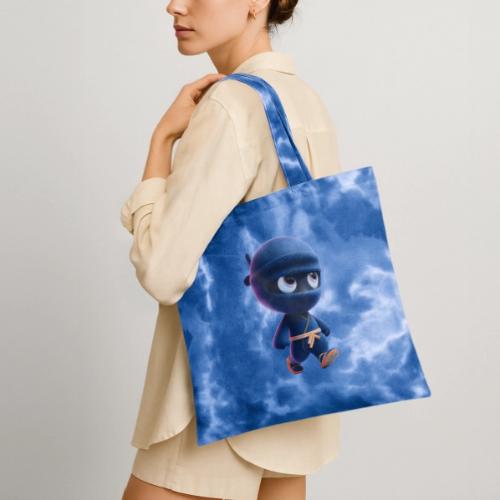 Playful Cartoon Baby Ninja Walking Happily - Tie Dye Tote Bag