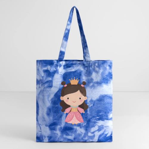 Cute Cartoon Little Princess Standing and Smiling - Tie Dye Tote Bag