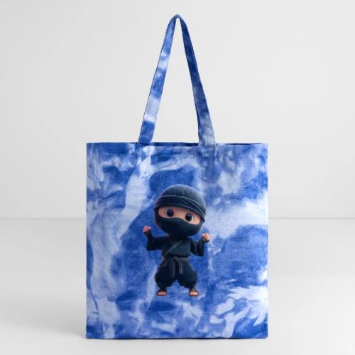 Cute Cartoon Ninja Toddler in Fight Pose - Tie Dye Tote Bag