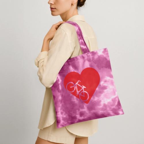 Bike in heart - Tie Dye Tote Bag