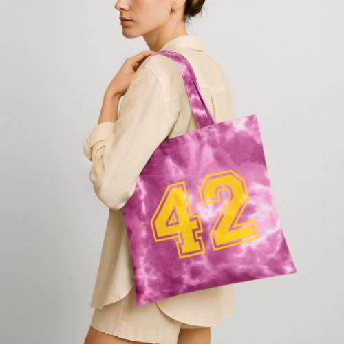 Number 42 in a classic athletic collegiate font - Tie Dye Tote Bag