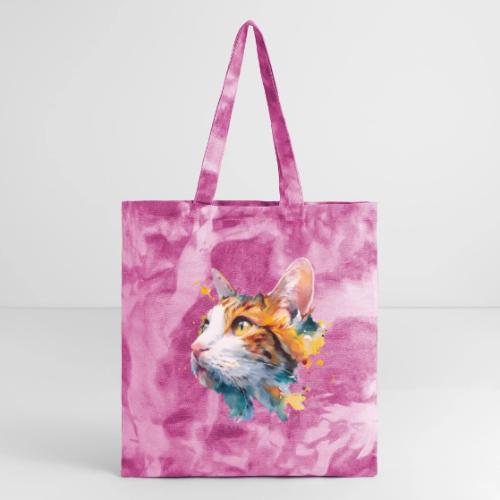 Cat: Feline Ink Burst - Tie Dye Tote Bag