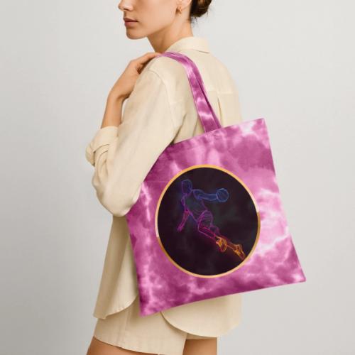 Basketball: Neon Jump Shot - Tie Dye Tote Bag