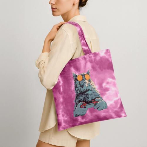 Cat: Fluff Mode On - Tie Dye Tote Bag