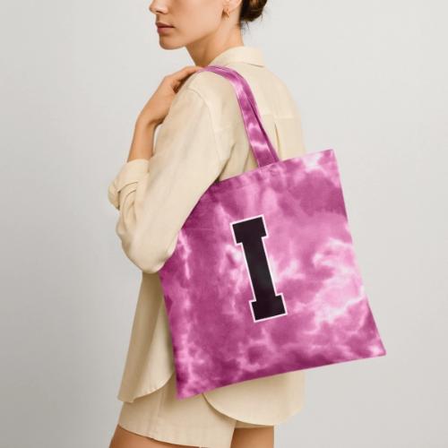 Varsity Letter I Collegiate Monogram - Tie Dye Tote Bag