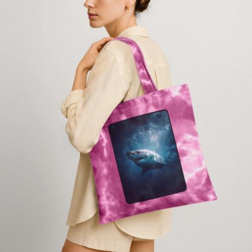 Great White Shark Ocean Design - Tie Dye Tote Bag