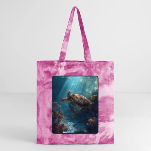 Sea Turtle Coral Reef Design - Tie Dye Tote Bag