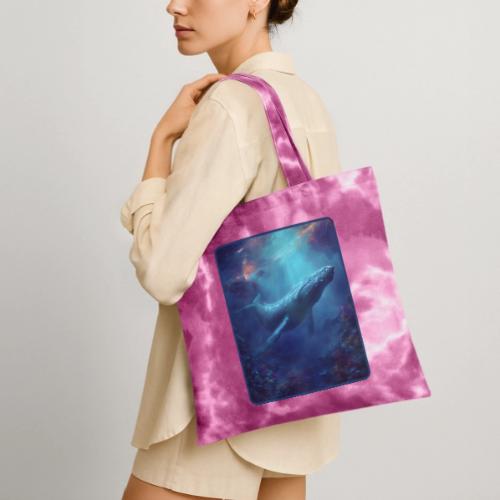 Humpback Whale Ocean Reef Design - Tie Dye Tote Bag