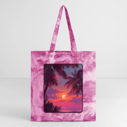 Tropical Sunset Palm Silhouette Design - Tie Dye Tote Bag