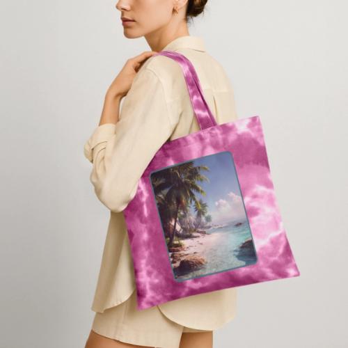 Tropical Beach Paradise Palm Design - Tie Dye Tote Bag