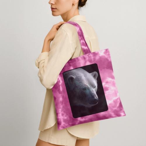 Polar Bear Close-Up Wildlife Design - Tie Dye Tote Bag
