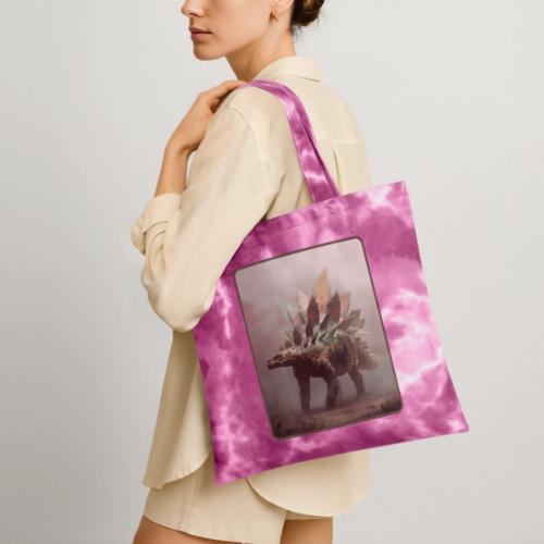 Stegosaurus Misty Forest Design - Tie Dye Tote Bag