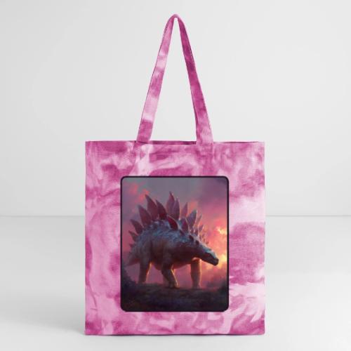 Stegosaurus Sunset Forest Design - Tie Dye Tote Bag
