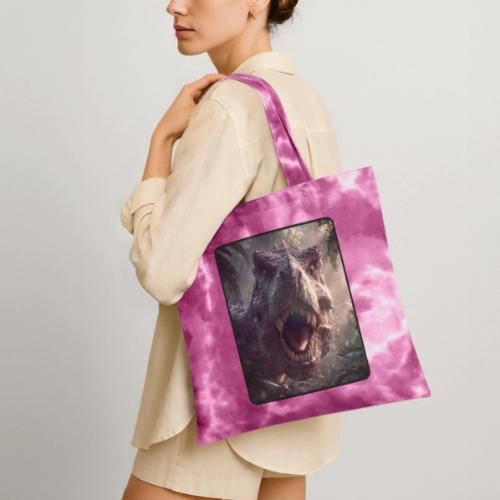 T Rex Jungle Roar Design - Tie Dye Tote Bag