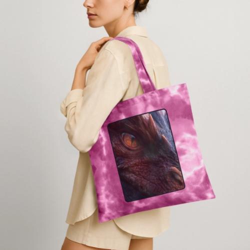 Fierce Ancient Dragon Portrait Design - Tie Dye Tote Bag