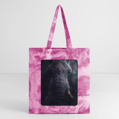 Shadow Elephant Intense Eyes Design - Tie Dye Tote Bag