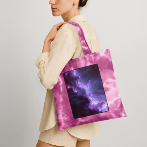 Purple Nebula Space Design - Tie Dye Tote Bag