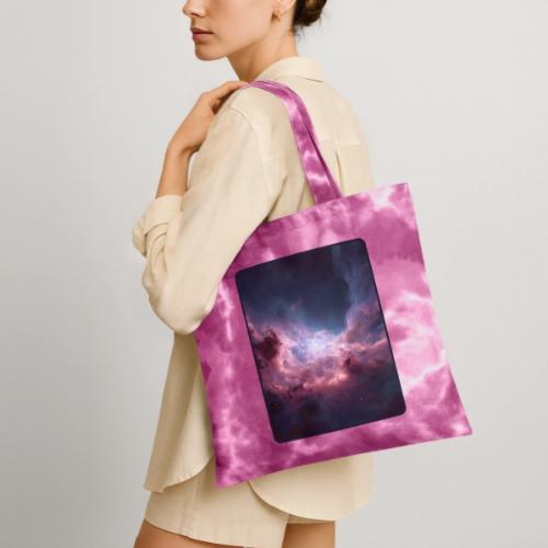Radiant Cosmic Nebula Artwork - Tie Dye Tote Bag