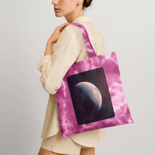 Crescent Moon Celestial Artwork - Tie Dye Tote Bag