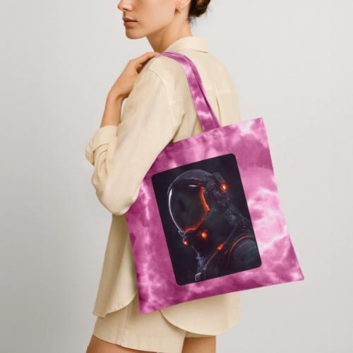 Futuristic Astronaut Helmet - Tie Dye Tote Bag