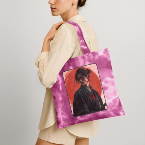Samurai Beneath the Red Sun - Tie Dye Tote Bag
