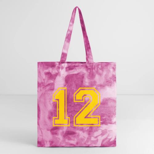 Number 12 in a classic athletic collegiate font - Tie Dye Tote Bag