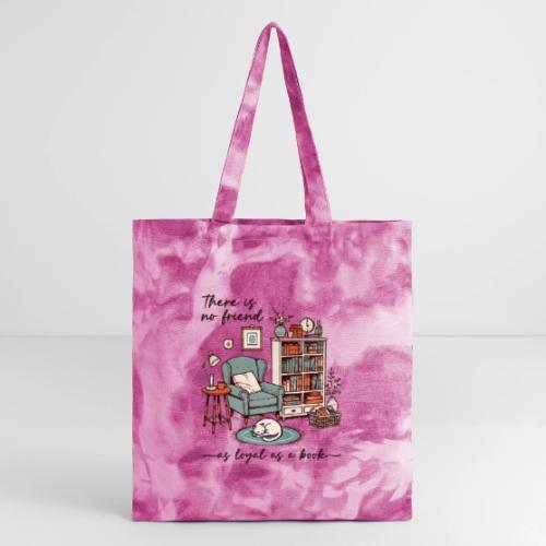 A Book is a Loyal Friend - Cozy Reading Nook - Tie Dye Tote Bag