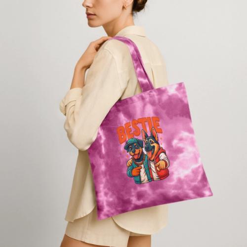 Hip Hop Dog Besties Shirt for Friends & Pet Lovers - Tie Dye Tote Bag