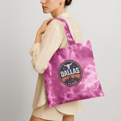 Vintage Dallas Texas Western Skyline Retro Cowboy - Tie Dye Tote Bag