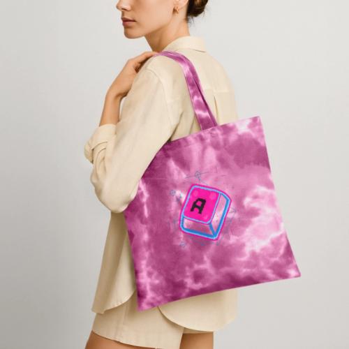 Neon Pixel A Key - Tie Dye Tote Bag