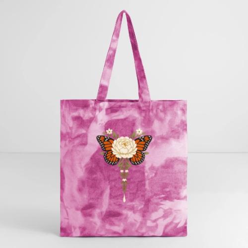 Monarch Butterfly Floral Botanical Art - Tie Dye Tote Bag