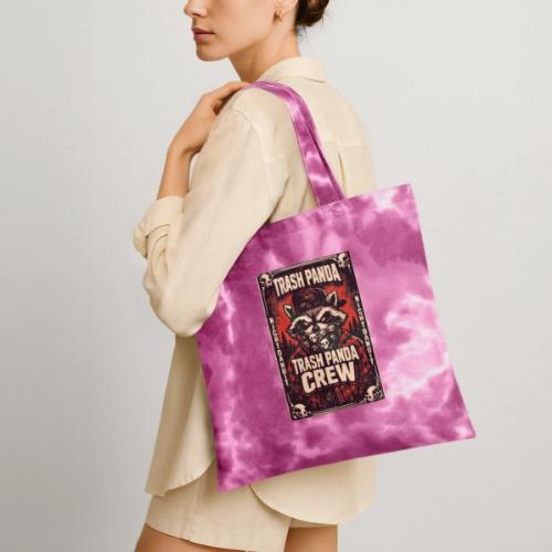 Midnight Forager Raccoon Mushroom Hunter - Tie Dye Tote Bag